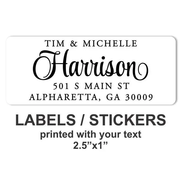 Main image of White Address Labels - Personalized Name Stickers, Custom Printed Return Mailing and Shipping Labels for Envelopes, Packages, Business, Home by (1000, Serif and Script)