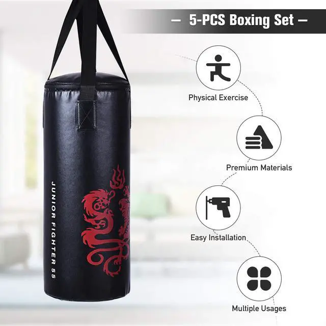 Alt view image 4 of 7 - Punching Bag Set with Gloves, 22LBS/ 40LBS Filled Kick Boxing Bag, Rucksack, Jump Rope, Firm Hook, Heavy Bag for Adults MMA Training, Muay Thai, Krav MAGA, Taekwondo, Karate