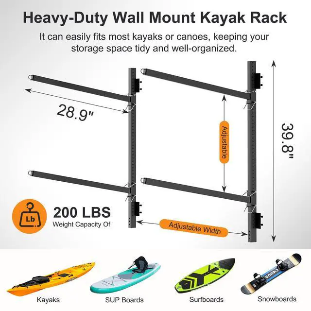 Alt view image 2 of 7 - Kayak Storage Rack, Heavy Duty Kayak Rack, Wall Mount, Freestanding, Dock Mount, Adjustable Kayak Holder