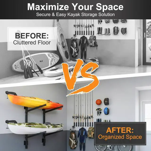 Alt view image 6 of 7 - Kayak Storage Rack, Heavy Duty Kayak Rack, Wall Mount, Freestanding, Dock Mount, Adjustable Kayak Holder