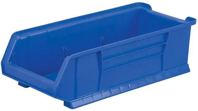 Main image of 30280 Super-Size AkroBins Plastic Storage Bins, Space-Saving Stackable Bins for Garage, Classroom, Warehouse Organization, 20" L x 12" W x 6" H, Blue, 4-Pack