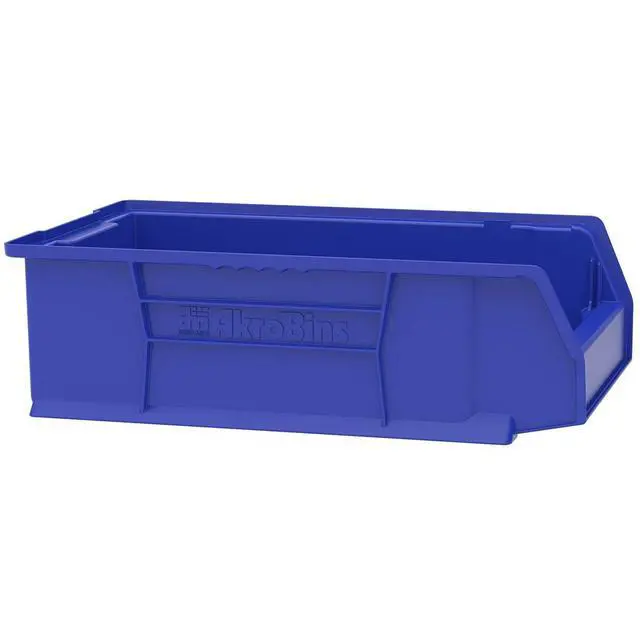 Alt view image 2 of 6 - 30280 Super-Size AkroBins Plastic Storage Bins, Space-Saving Stackable Bins for Garage, Classroom, Warehouse Organization, 20" L x 12" W x 6" H, Blue, 4-Pack