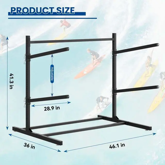 Alt view image 2 of 7 - Kayak Storage Rack, Heavy Duty 2/4-Tier Rack for Kayaks & Paddleboards
