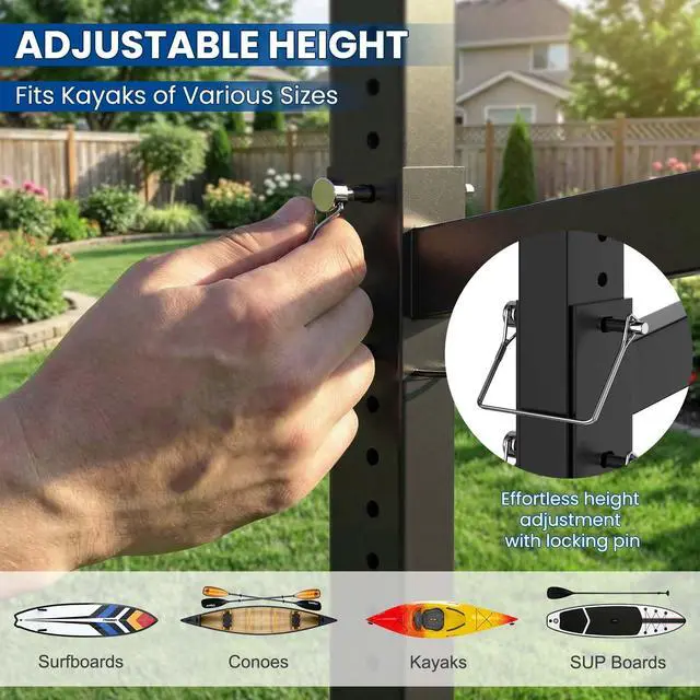 Alt view image 3 of 7 - Kayak Storage Rack, Heavy Duty 2/4-Tier Rack for Kayaks & Paddleboards