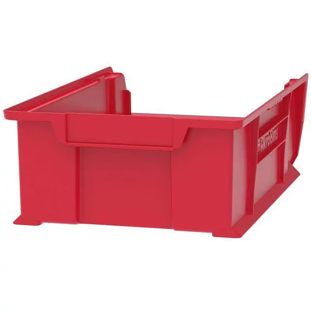 Alt view image 3 of 7 - 30280 Super-Size AkroBins Plastic Storage Bins, Space-Saving Stackable Bins for Garage, Classroom, Warehouse Organization, 20" L x 12" W x 6" H, Red, 4-Pack