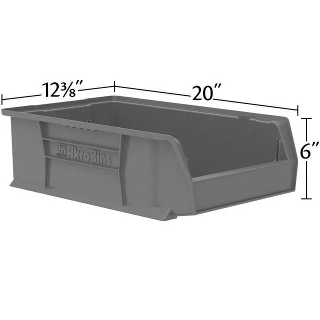 Alt view image 4 of 6 - 30280 Super-Size AkroBins Plastic Storage Bins, Space-Saving Stackable Bins for Garage, Classroom, Warehouse Organization, 20" L x 12" W x 6" H, Blue, 4-Pack