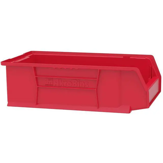 Alt view image 2 of 7 - 30280 Super-Size AkroBins Plastic Storage Bins, Space-Saving Stackable Bins for Garage, Classroom, Warehouse Organization, 20" L x 12" W x 6" H, Red, 4-Pack