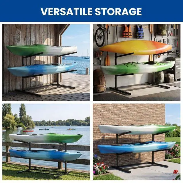 Alt view image 5 of 7 - Kayak Storage Rack, Heavy Duty 2/4-Tier Rack for Kayaks & Paddleboards
