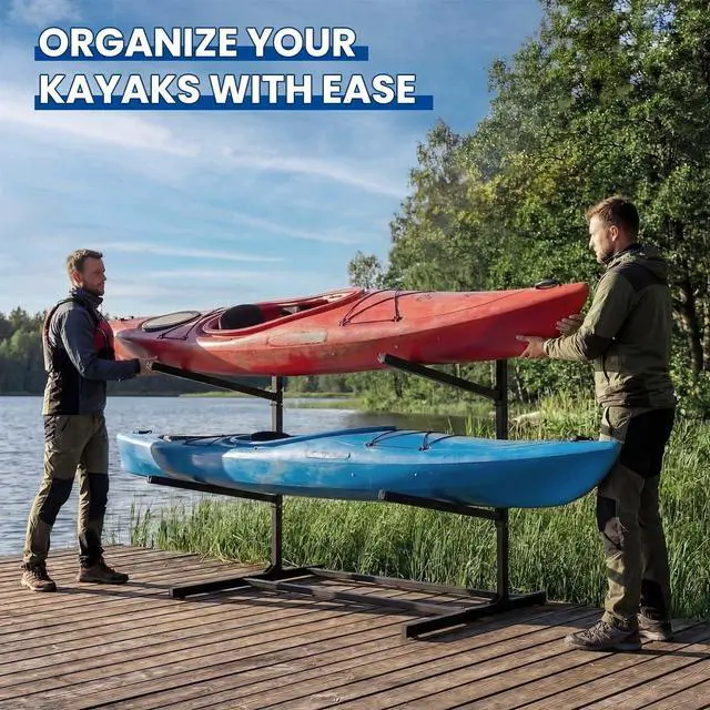 Alt view image 7 of 7 - Kayak Storage Rack, Heavy Duty 2/4-Tier Rack for Kayaks & Paddleboards