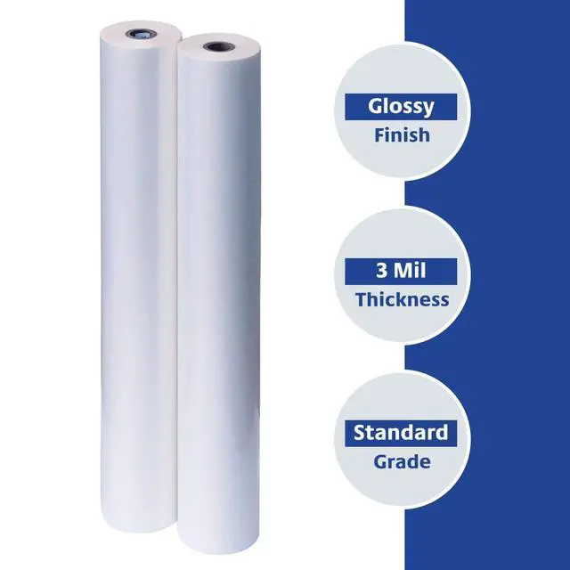 Alt view image 2 of 7 - 2 Rolls Standard Gloss 3 Mil Clear 27 in. x 250 ft. x 1 in. Core Laminating Film
