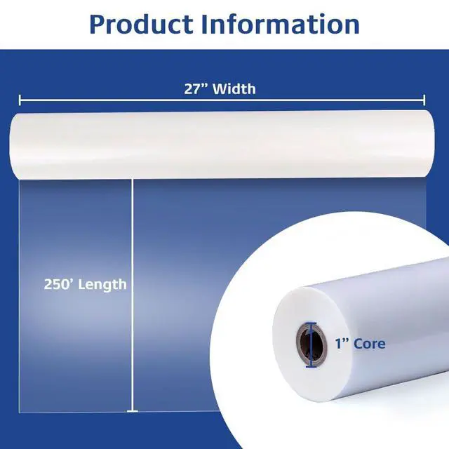Alt view image 4 of 7 - 2 Rolls Standard Gloss 3 Mil Clear 27 in. x 250 ft. x 1 in. Core Laminating Film