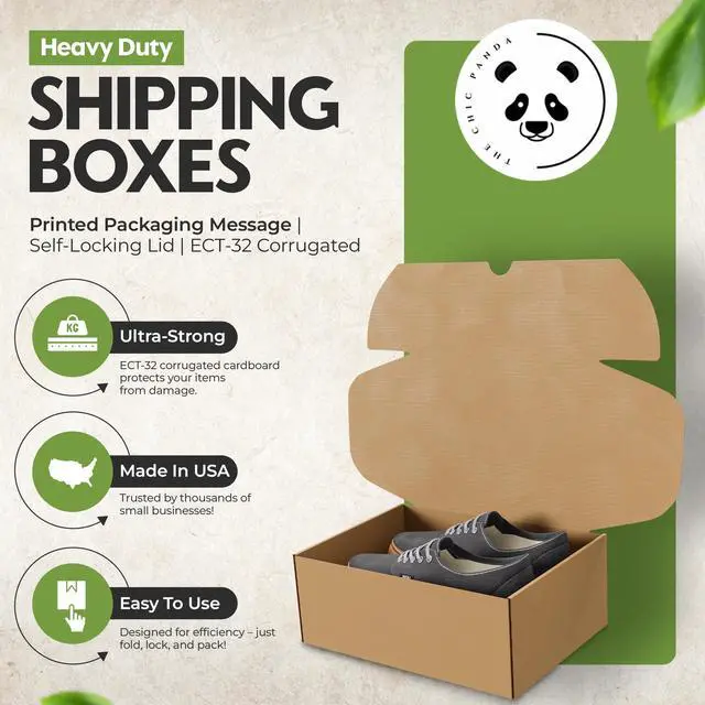Alt view image 4 of 7 - (15 Pack) Cardboard Shoe Boxes Medium 12x9x4.125 Inch | Heavy Duty Shoe Boxes for Shipping Corrugated Mailing Boxes with Self-Locking Lid Excellent as Replacement Shoeboxes & Gift Packaging