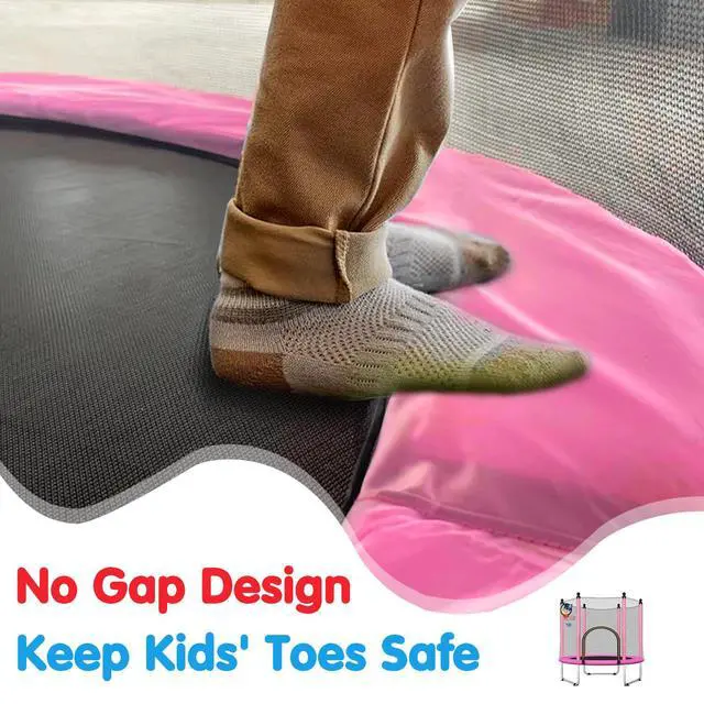 Alt view image 6 of 7 - 48" Toddler Trampoline for Kids,Indoor & Outdoor Kids Trampoline with Safety Enclosure Net,Gifts for Birthday with Basketball Hoop, Gifts for Boy and Girl, Age 3-8