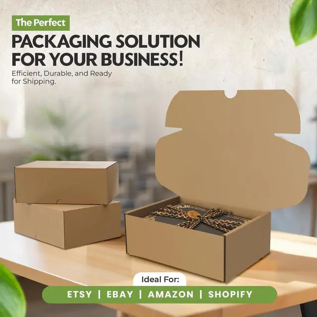 Alt view image 5 of 7 - (15 Pack) Cardboard Shoe Boxes Medium 12x9x4.125 Inch | Heavy Duty Shoe Boxes for Shipping Corrugated Mailing Boxes with Self-Locking Lid Excellent as Replacement Shoeboxes & Gift Packaging