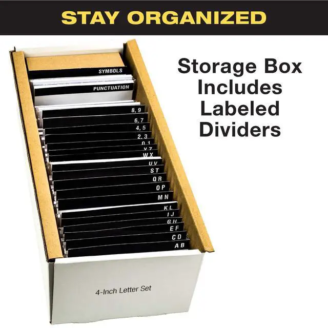 Alt view image 4 of 5 - Swinging Sign Letters: Includes 792 four inch Letters, Symbols, and Numbers for 24"x36" Swinging Letter Board Sign. Double Sided with Black & Red Printing on Flexible White Plastic Panels