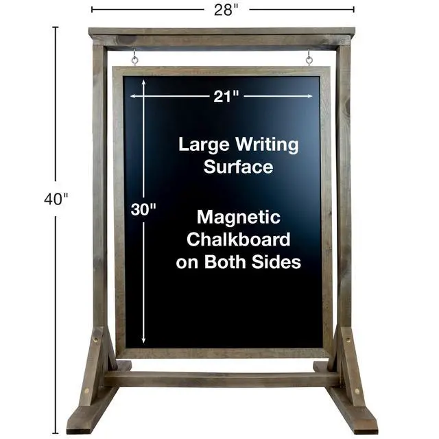 Alt view image 6 of 7 - Rustic Handcrafted Chalkboard Sign: Uniquely Designed Wooden Sidewalk Sign Message Board with Double Sided Display. Alternative to A-Frame & Sandwich Board Signs. Use Chalk or Liquid Chalk Markers
