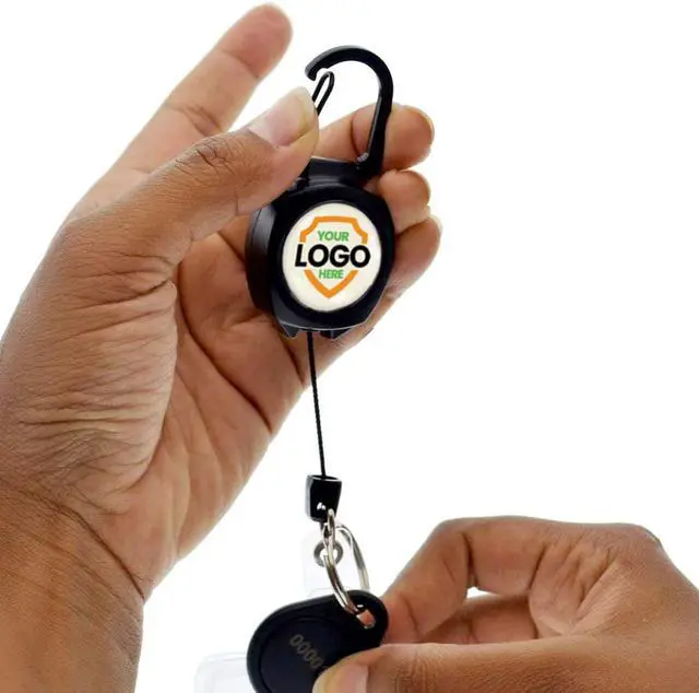 Alt view image 6 of 7 - 5 Pack - Heavy Duty Custom Badge Reel Photo or Logo Personalized Sidekick Retractable Carabiner Badge Holder - Durable Customized No Twist ID Retractor w/Key Ring and I'd Card Clip