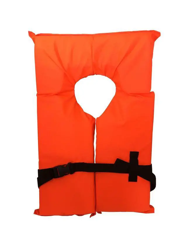 Alt view image 7 of 7 - 3 Pack Coast Guard Approved Life Jackets. High Visibility Color Type II Keyhole Life Vest in Classic May West Style. Compliance Flotation Device
