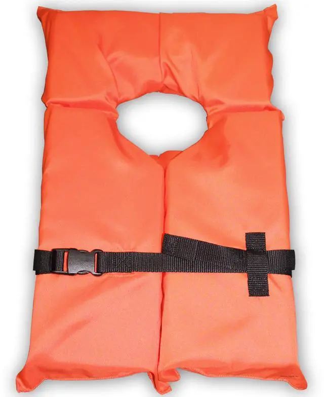 Alt view image 7 of 7 - 3 Pack Coast Guard Approved Life Jackets. High Visibility Color Type II Keyhole Life Vest in Classic May West Style. Compliance Flotation Device