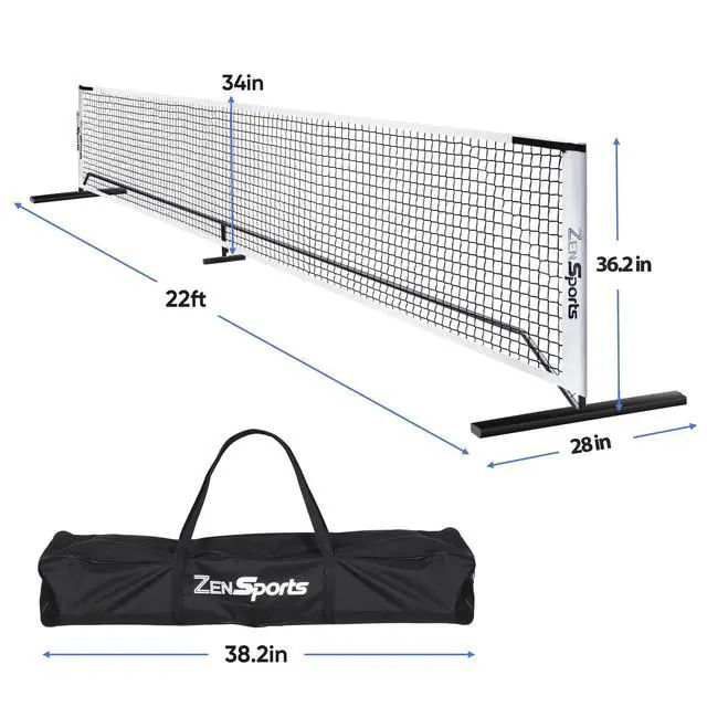 Alt view image 2 of 7 - Portable Pickleball Net Set System with Metal Frame and 22FT Regulation Size Pickball Net with Carry Bag for Backyard, Driveways, Outdoor Game