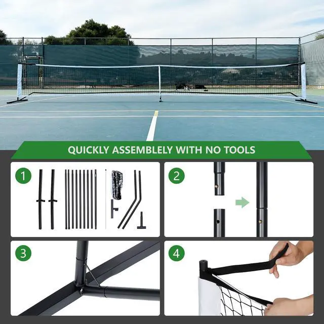 Alt view image 5 of 7 - Portable Pickleball Net Set System with Metal Frame and 22FT Regulation Size Pickball Net with Carry Bag for Backyard, Driveways, Outdoor Game