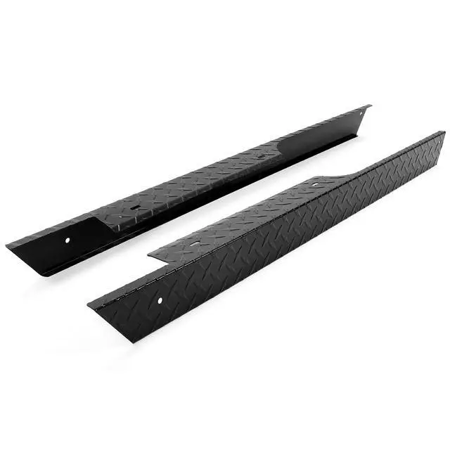 Alt view image 2 of 7 - Black Aluminum Rocker Panel Compatible with 1994-2013 EZGO TXT Golf Cart Pair Powder Coated Black Side Diamond Plate Cover