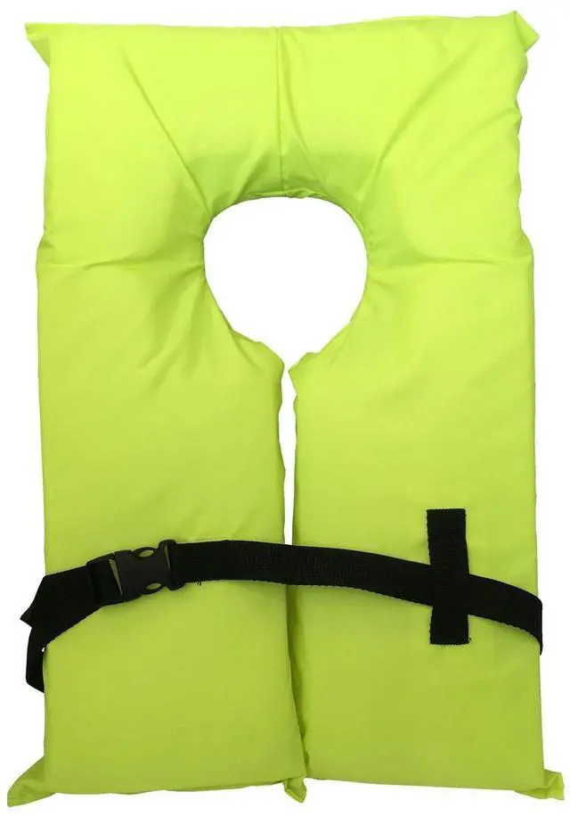 Alt view image 2 of 7 - 3 Pack Coast Guard Approved Life Jackets. High Visibility Color Type II Keyhole Life Vest in Classic May West Style. Compliance Flotation Device
