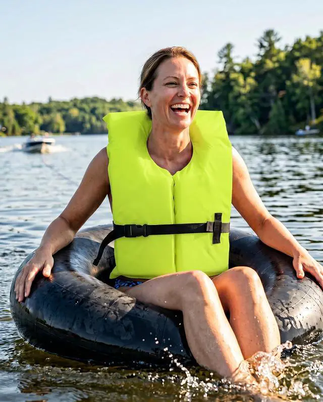 Alt view image 6 of 7 - 3 Pack Coast Guard Approved Life Jackets. High Visibility Color Type II Keyhole Life Vest in Classic May West Style. Compliance Flotation Device