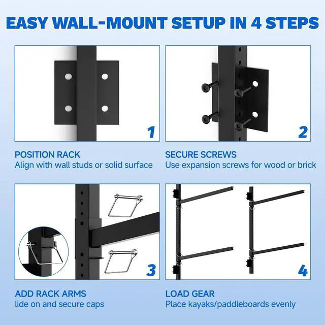 Alt view image 5 of 7 - Kayak Storage Rack, Heavy Duty 2/4-Tier Rack for Kayaks & Paddleboards