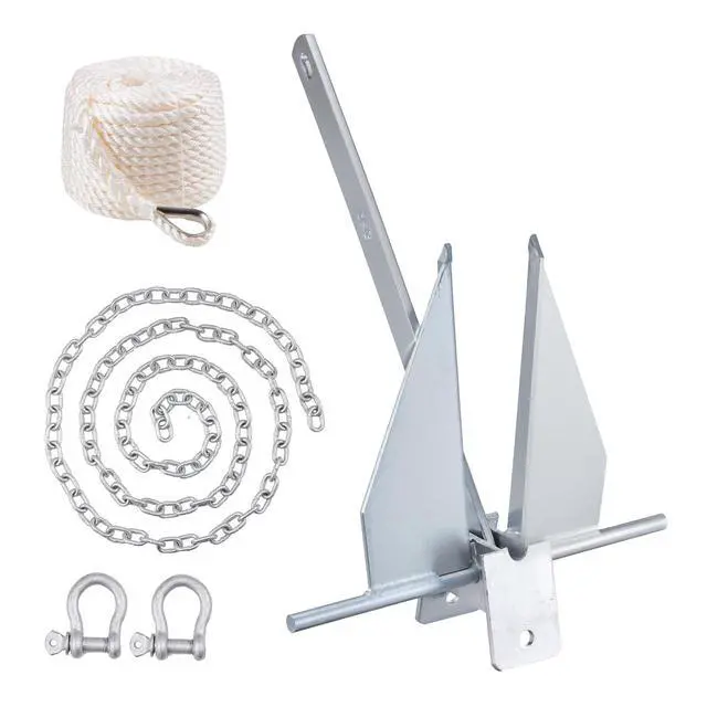 Main image of Fluke Style Anchor Kit,Hot-Dipped Galvanized Steel Fluke Anchor with 7.9' Chain