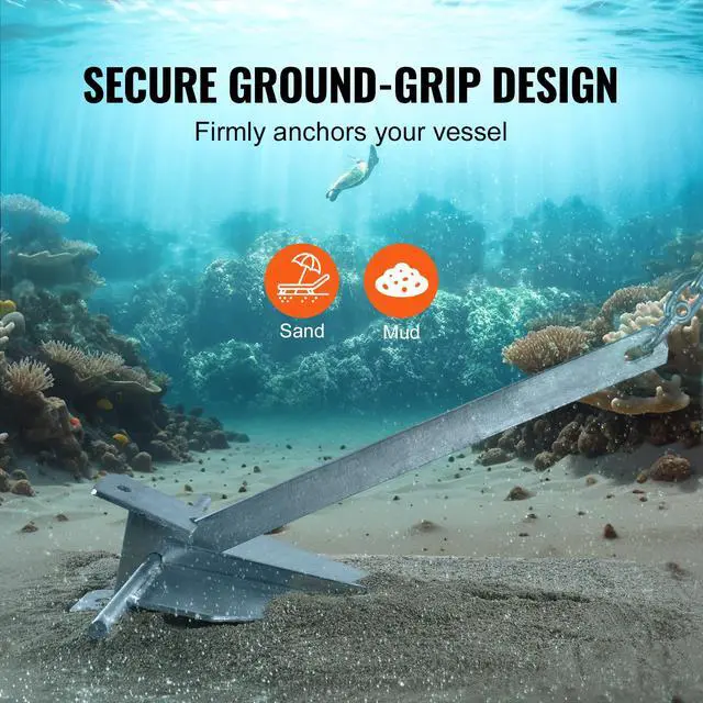 Alt view image 4 of 7 - Fluke Style Anchor Kit,Hot-Dipped Galvanized Steel Fluke Anchor with 7.9' Chain