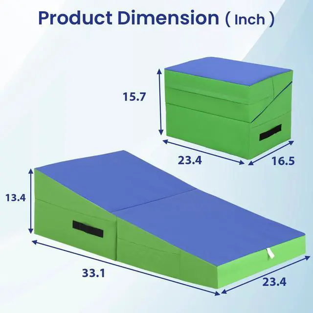 Alt view image 2 of 7 - Gymnastics Mat Incline Indoor/Outdoor Tumbling Mats yoga mat for Home Gym Folding Exercise Mat with Non-Slip Surface & Handles Cheese Wedge Mat