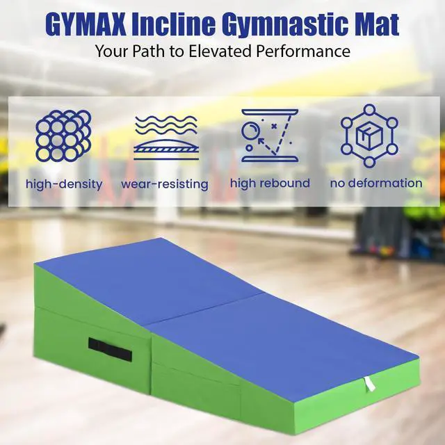 Alt view image 5 of 7 - Gymnastics Mat Incline Indoor/Outdoor Tumbling Mats yoga mat for Home Gym Folding Exercise Mat with Non-Slip Surface & Handles Cheese Wedge Mat