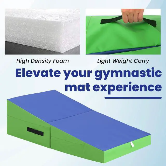 Alt view image 4 of 7 - Gymnastics Mat Incline Indoor/Outdoor Tumbling Mats yoga mat for Home Gym Folding Exercise Mat with Non-Slip Surface & Handles Cheese Wedge Mat