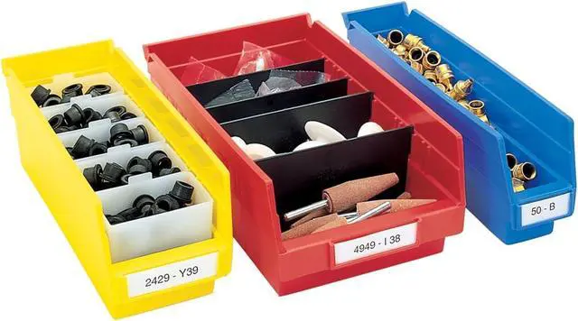 Alt view image 3 of 7 - 30110 Plastic Shelf Bins, Heavy Duty Storage Bins for Garage, Closet, and Drawer Organization, 12-Inch x 3-Inch x 4-Inch, Blue, 24-Pack