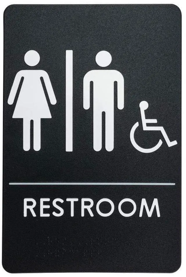 Main image of Men's/Women's Restroom Sign for Handicap Accessible Restroom ADA-Compliant Bathroom Door Sign, Made in USA, Pack of 12
