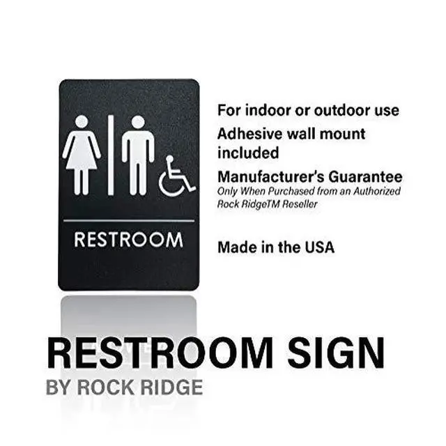 Alt view image 5 of 7 - Men's/Women's Restroom Sign for Handicap Accessible Restroom ADA-Compliant Bathroom Door Sign, Made in USA, Pack of 12