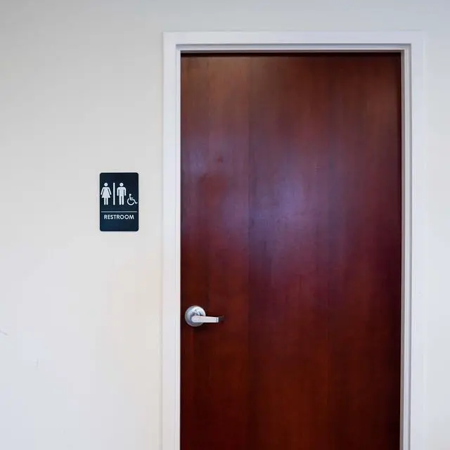 Alt view image 6 of 7 - Men's/Women's Restroom Sign for Handicap Accessible Restroom ADA-Compliant Bathroom Door Sign, Made in USA, Pack of 12