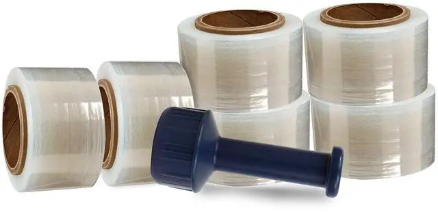 Main image of WOD SFCB80 Heavy Duty Hand Stretch Film Wrap 80 Gauge Thick with Dispenser - Clear Shrink Wrap Ideal for Moving, Packing, & Palletizing Applications: 5" in. x 1000 Ft (6-Rolls)