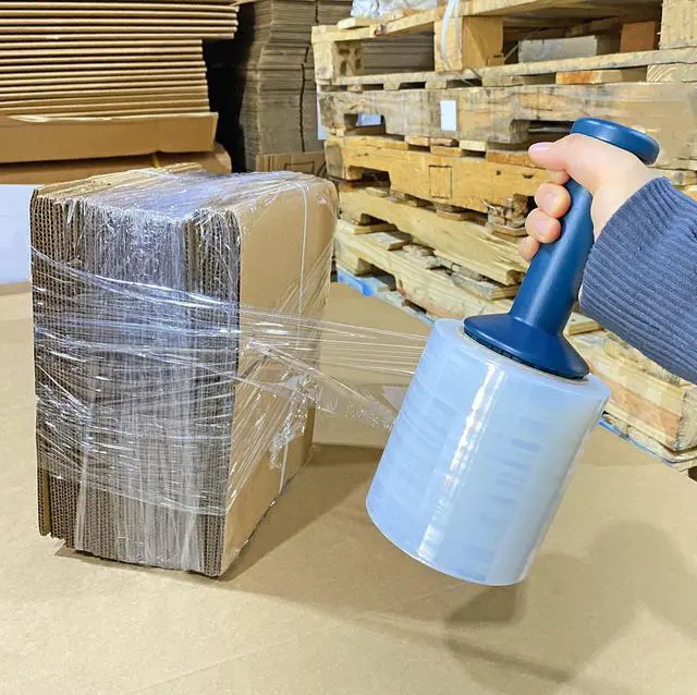 Alt view image 4 of 7 - WOD SFCB80 Heavy Duty Hand Stretch Film Wrap 80 Gauge Thick with Dispenser - Clear Shrink Wrap Ideal for Moving, Packing, & Palletizing Applications: 5" in. x 1000 Ft (12-Rolls)