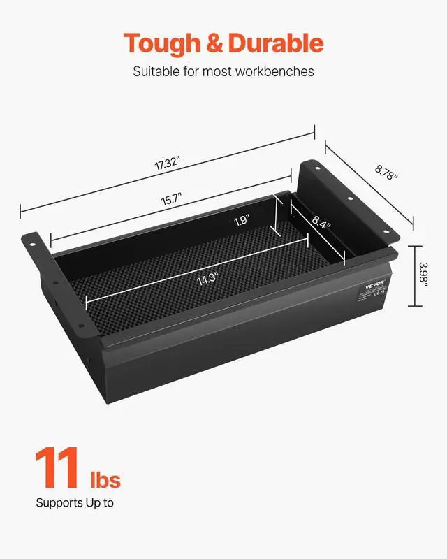 Alt view image 2 of 7 - Under Desk Double Stacked Lockable Slide Out Drawer, 13 inch Lockable Under Table Pull-out Drawer Attachment for Sit Stand Workstation, Secure Under Desk Storage Organizer, Black