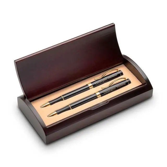 Alt view image 3 of 5 - Personalized Ballpoint Pen & Pencil Set in Rosewood Box with Custom Engraving