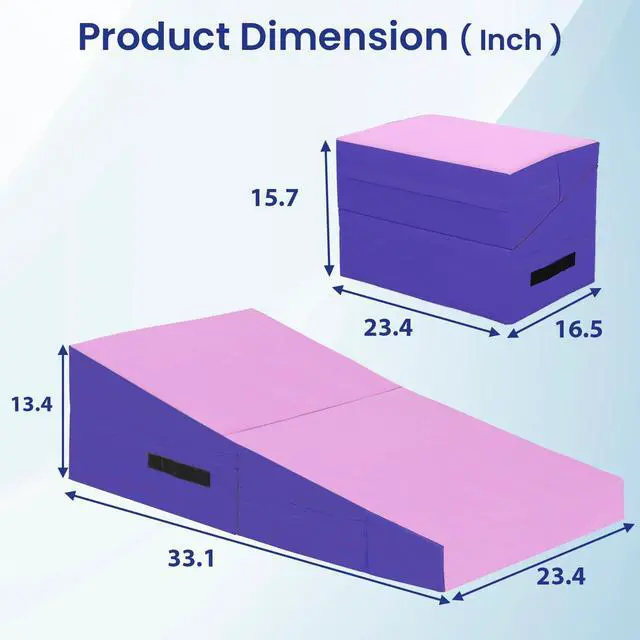 Alt view image 2 of 7 - Gymnastics Mat Incline Indoor/Outdoor Tumbling Mats yoga mat for Home Gym Folding Exercise Mat with Non-Slip Surface & Handles Cheese Wedge Mat