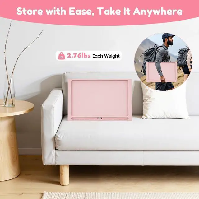 Alt view image 6 of 7 - 6 Pack Folding Bed Tray Table, Pink Breakfast in Bed Tray with Legs, Plastic Eating Lap Trays, Laptop Desk with Tablet Phone Slots for Beds Sofas Picnics, Pink