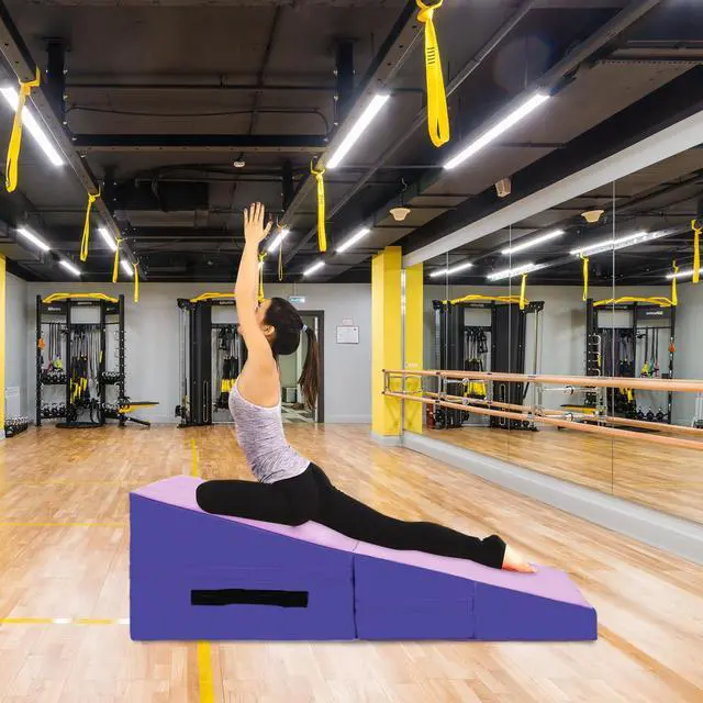 Alt view image 6 of 7 - Gymnastics Mat Incline Indoor/Outdoor Tumbling Mats yoga mat for Home Gym Folding Exercise Mat with Non-Slip Surface & Handles Cheese Wedge Mat