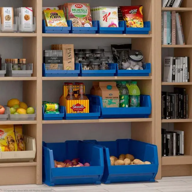 Alt view image 5 of 7 - 30110 Plastic Organizer and Storage Bins for Refrigerator, Kitchen, Cabinet, or Pantry Organization, 12-Inch x 3-Inch x 4-Inch, Yellow, 24-Pack