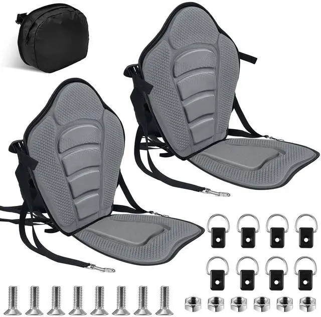 Main image of 2 Pack Kayak Seats with Back Support Adjustable Sit on Top Padded Boat Seat with Detachable Storage Bag and 8 Fixed D Ring and Screws