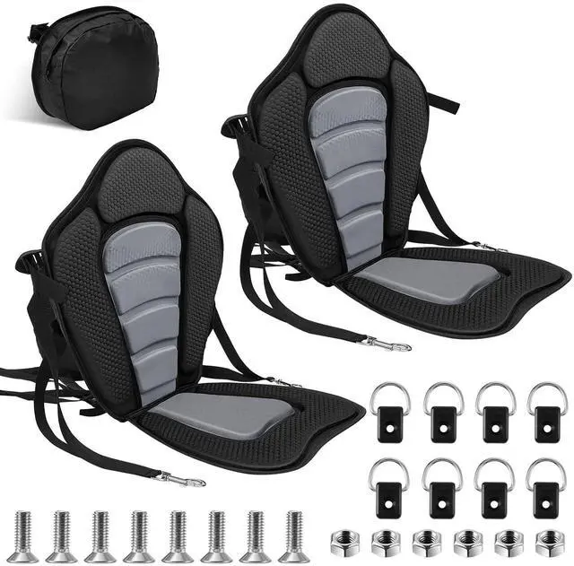 Main image of 2 Pack Kayak Seats with Back Support Adjustable Sit on Top Padded Boat Seat with Detachable Storage Bag and 8 Fixed D Ring and Screws
