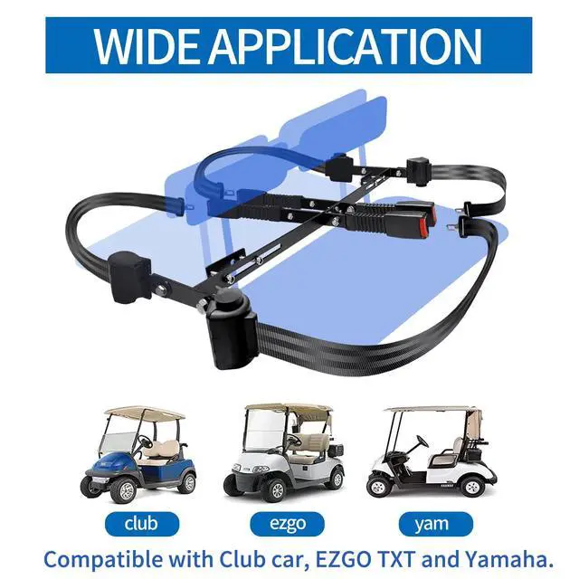 Alt view image 3 of 7 - Retractable Golf Cart Seat Belt Bracket Kit for EZGO, Club Car, Yamaha