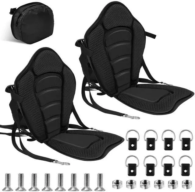 Main image of 2 Pack Kayak Seats with Back Support Adjustable Sit on Top Padded Boat Seat with Detachable Storage Bag and 8 Fixed D Ring and Screws